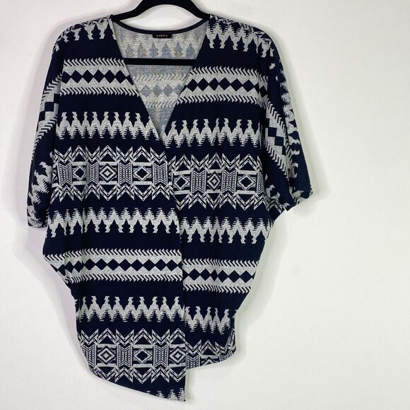 Poetry Aztec Open Front Lightweight Short Sleeve Cardigan Women's Size Small - Picture 8 of 8